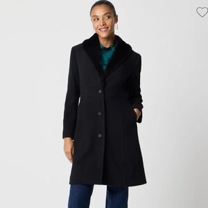 J. Crew Factory Lady Day Coat with Faux Fur Shawl Collar
